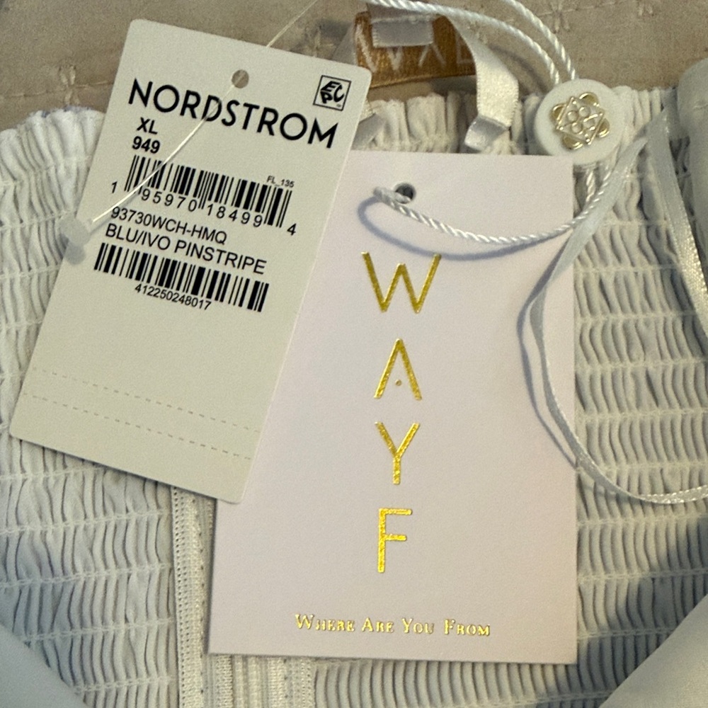 WAYF Striped Light Blue Strapless Bubble Dress NWT Sz XL Fabulous! ❤️❤️ - Picture 5 of 7